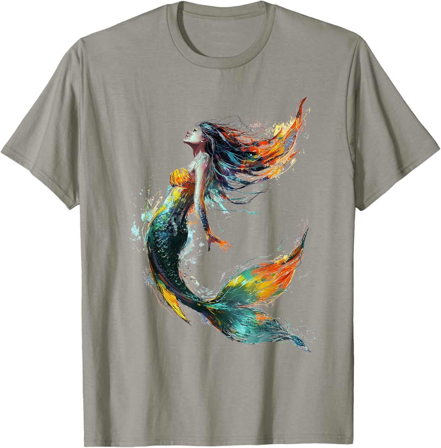 Abstract Graphic Painting Mermaid Woman Mermaid , white, S T-Shirt - T-Shirt | Sand