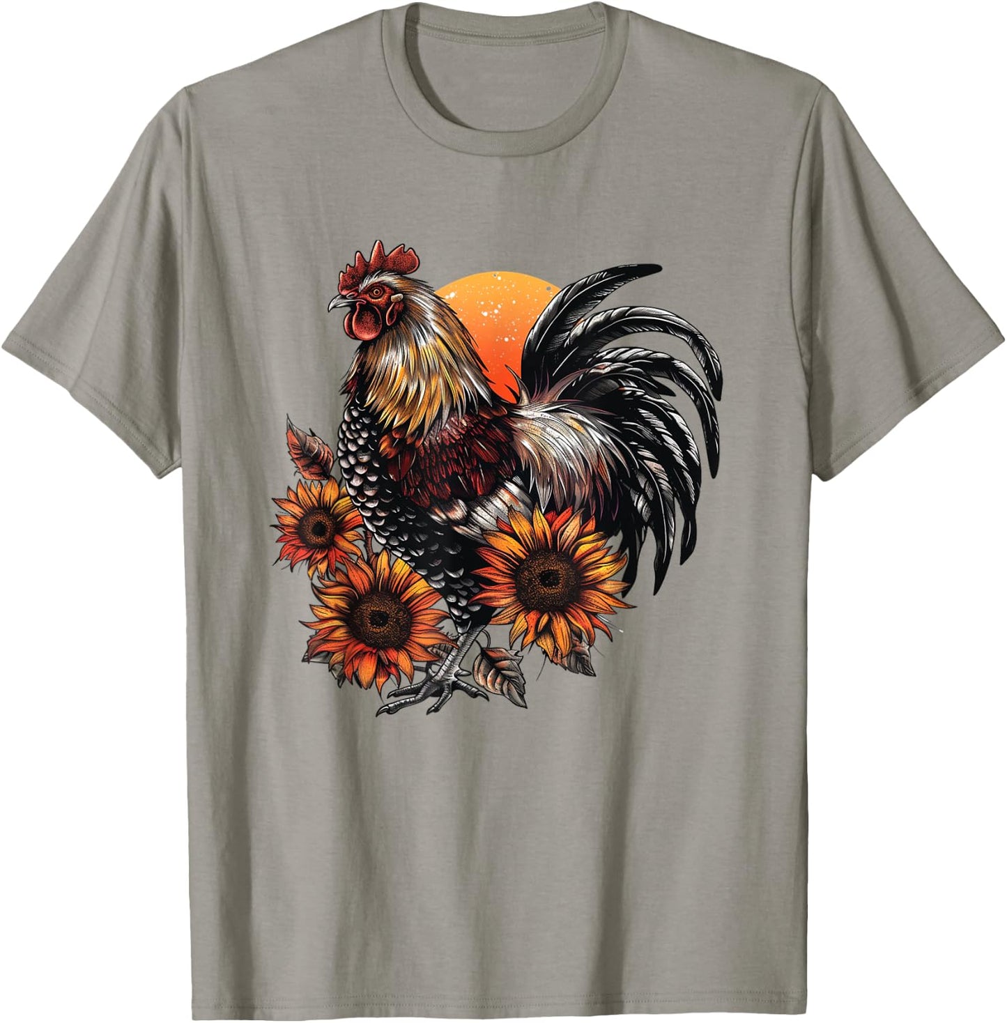 Rooster Orange Pattern Rooster Women Men T-Shirt - T-Shirt | Sand