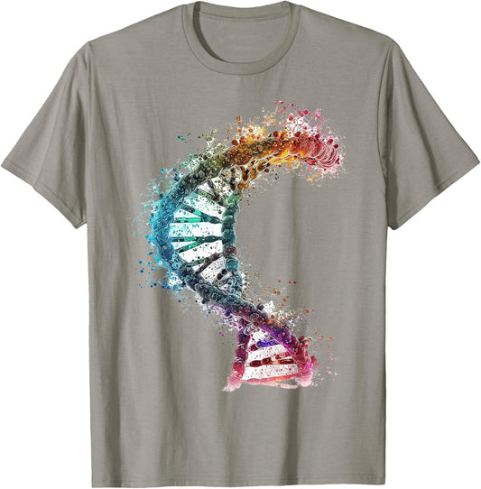DNA Colorful Print Art DNA T-Shirt - T-Shirt | Sand