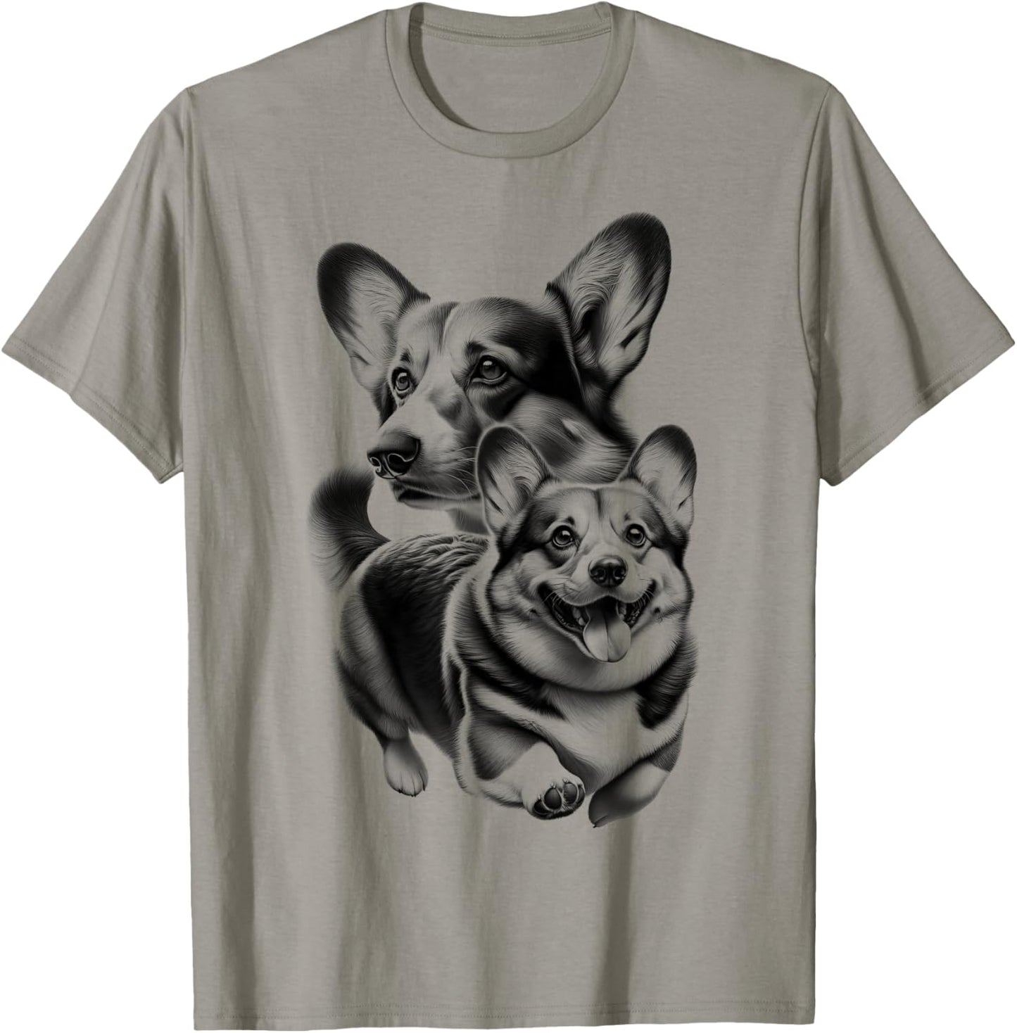 Cute Corgi as a Cool Portrait T-Shirt - T-Shirt | Sand