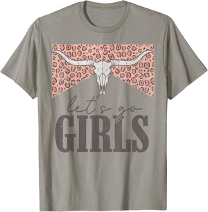Let's Go Girls Vintage Leopard Western Rode Country Cowgirls T-Shirt - T-Shirt | Sand