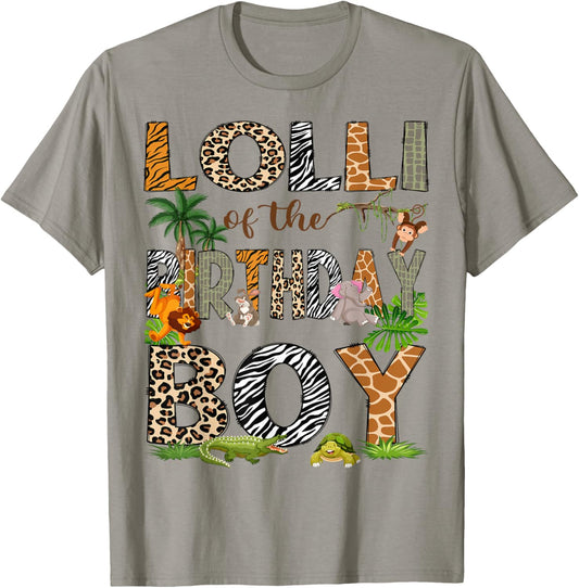 Lolli Of The Birthday Boy Animal Lover Safari Jungle T-Shirt - T-Shirt | Sand