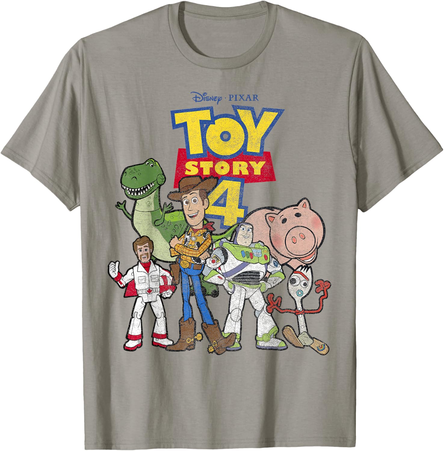 Disney Pixar Toy Story 4 Main Cast Movie Logo Poster T-Shirt - T-Shirt | Sand