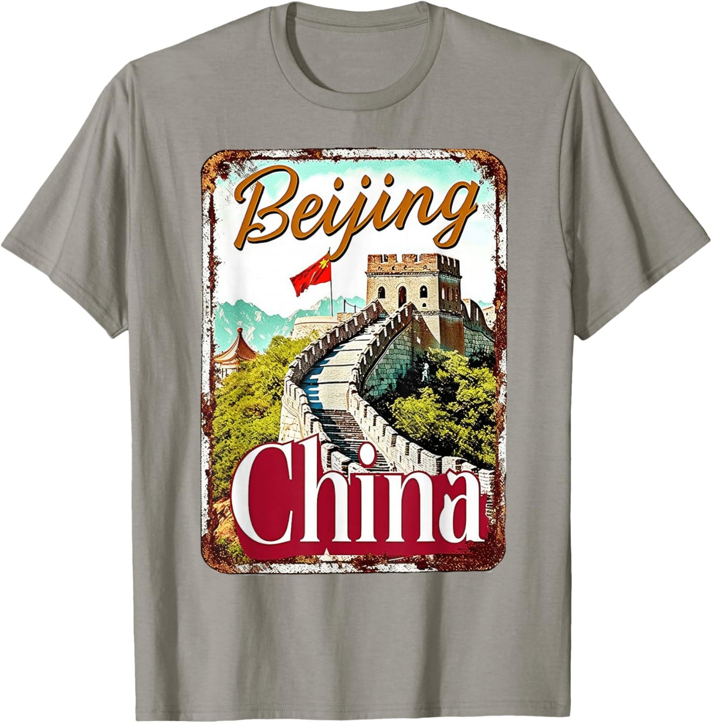 Beijing China Great Wall Heritage Architecture City Trip T-Shirt - T-Shirt | Sand