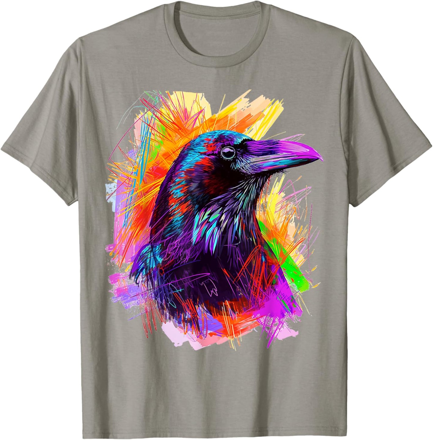 Raven Painting Abstract Animal Art Colorful Graphic Raven T-Shirt - T-Shirt | Sand