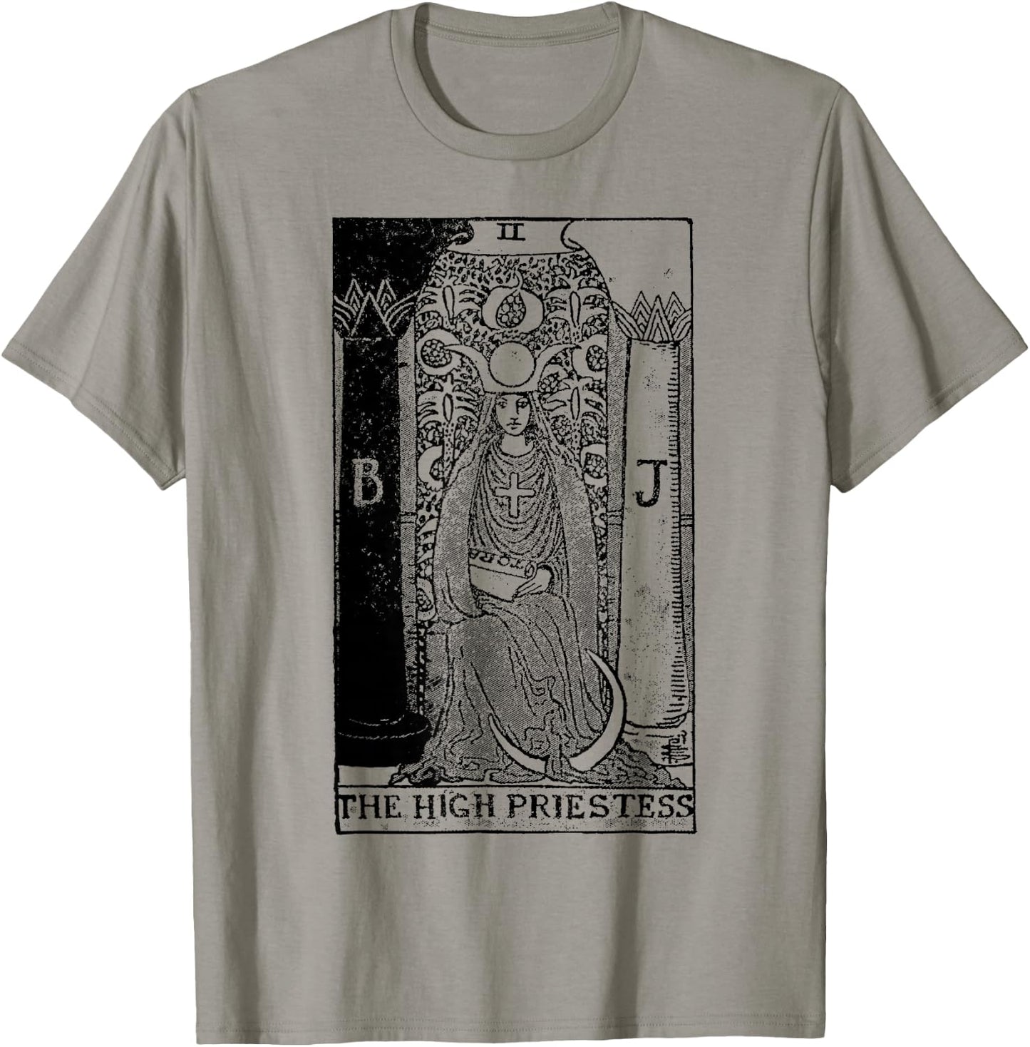 Vintage High Priestess Tarot Card T-Shirt - T-Shirt | Sand