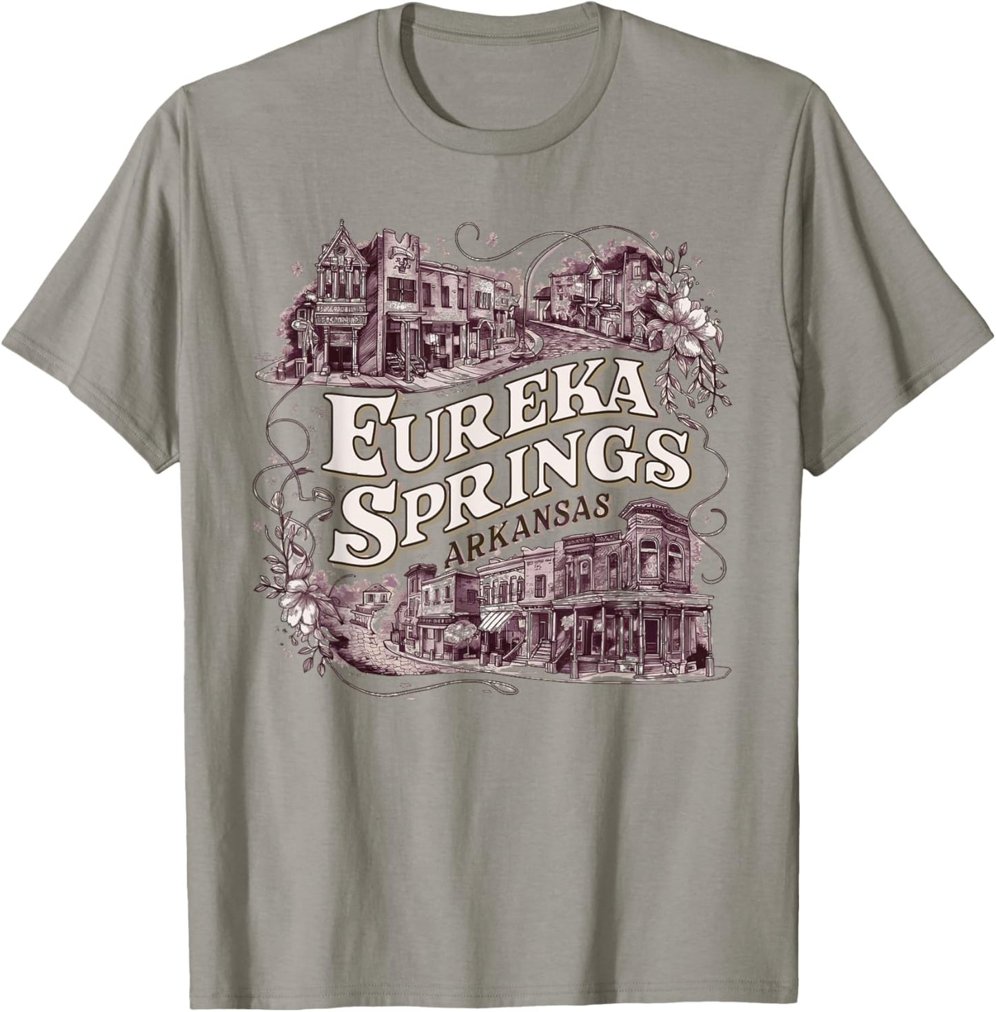 Eureka Springs Arkansas Vintage Travel Town T-Shirt - T-Shirt | Sand