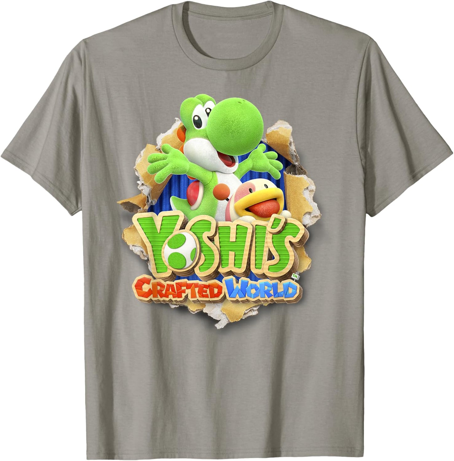 Yoshi's Crafted World Poochy Burst Game Logo Graphic T-Shirt - T-Shirt | Sand