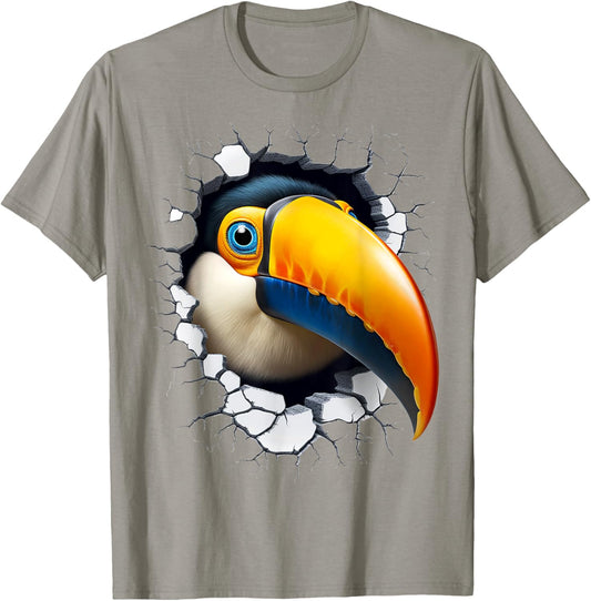 Toucan Animal Abstract Graphic Drawing Artwork Face Toucan T-Shirt - T-Shirt | Sand