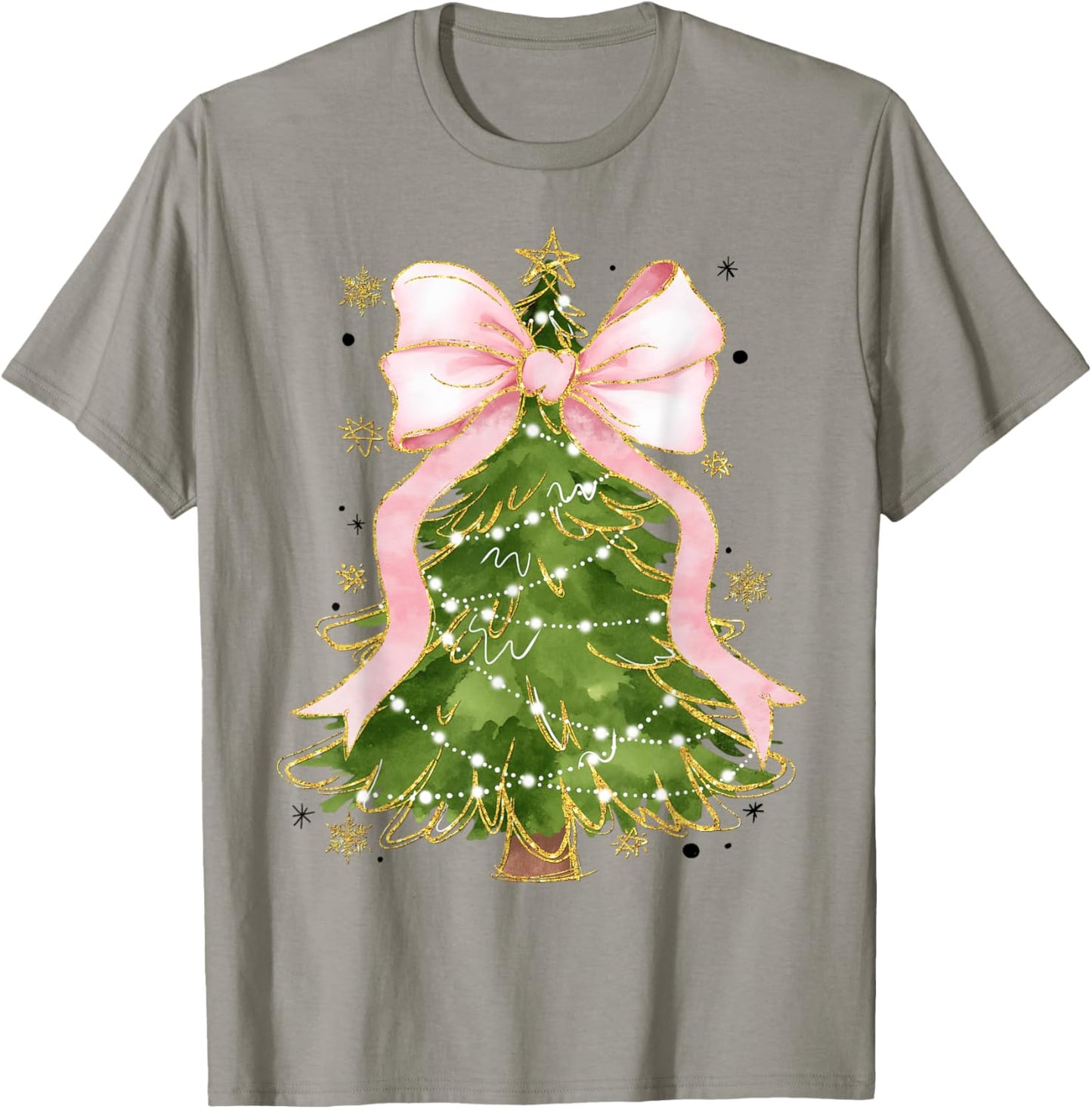 Coquette Bow Christmas Tree Xmas Holiday Girly Outfit Women T-Shirt - T-Shirt | Sand