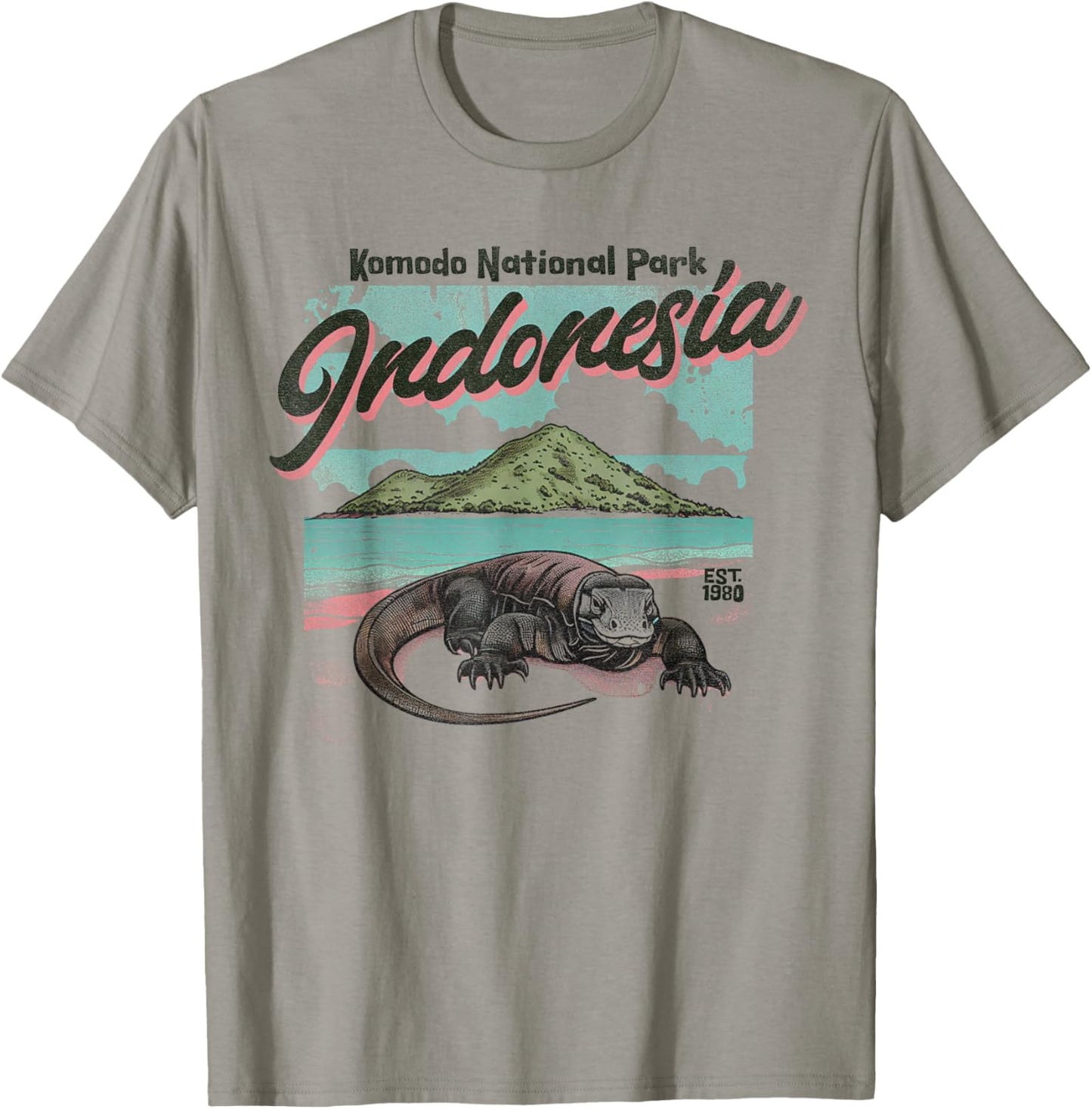 Komodo National Park Indonesia Est 1980 Komodo Dragon T-Shirt - T-Shirt | Sand