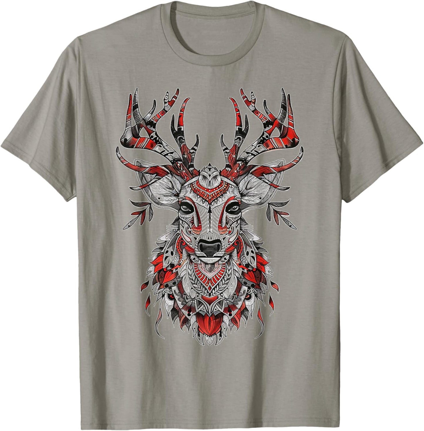 Reindeer Motif Illustration Reindeer T-Shirt - T-Shirt | Sand
