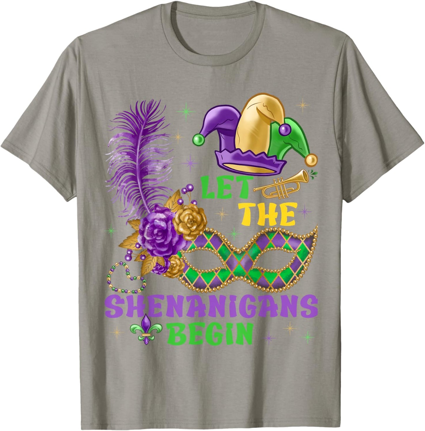 Let The Shenanigans Begin Mardi Gras Women Men Kids Funny T-Shirt - T-Shirt | Sand