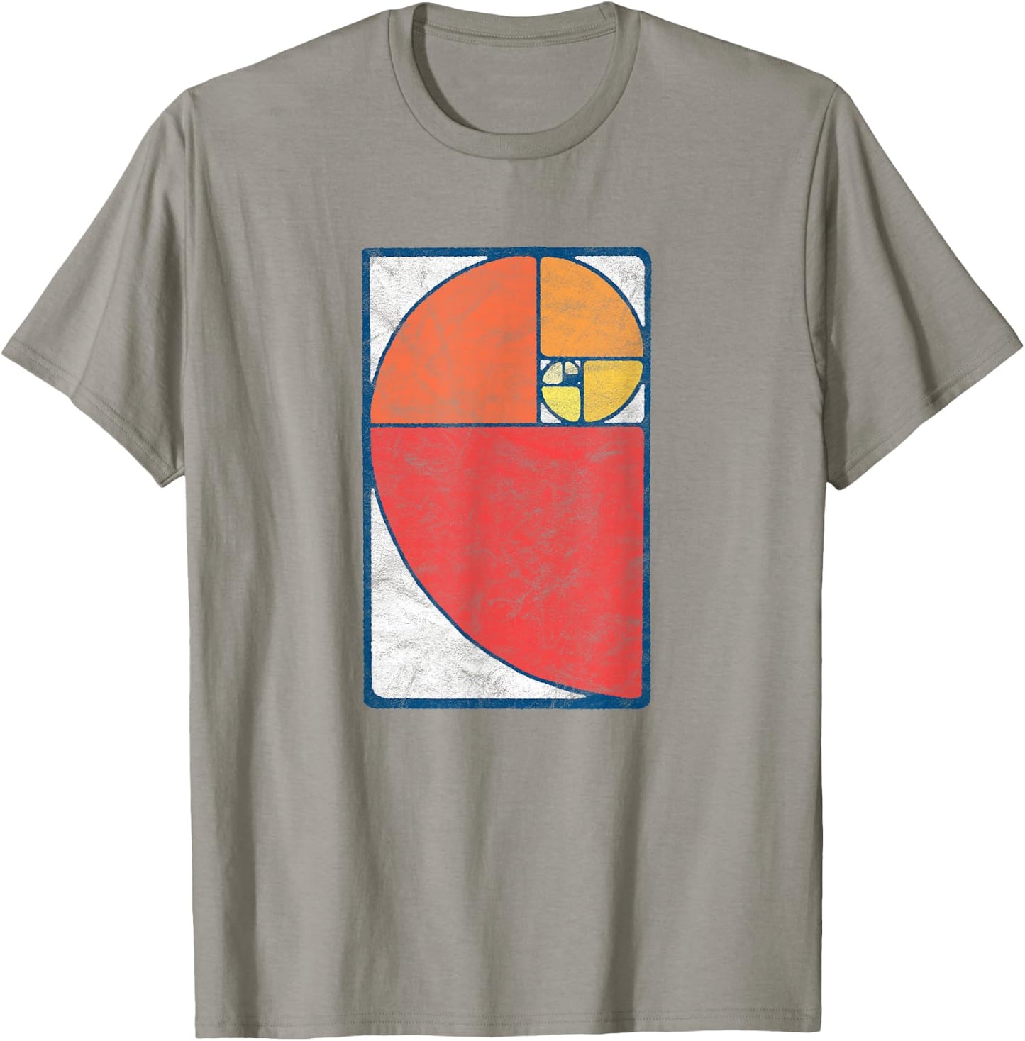 Vintage Fibonacci Sequence Golden Ratio Spiral Distressed T-Shirt - T-Shirt | Sand