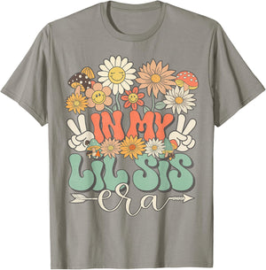 Matching Family In My Lil Sis Era Retro Groovy Little Sister T-Shirt - T-Shirt | Sand