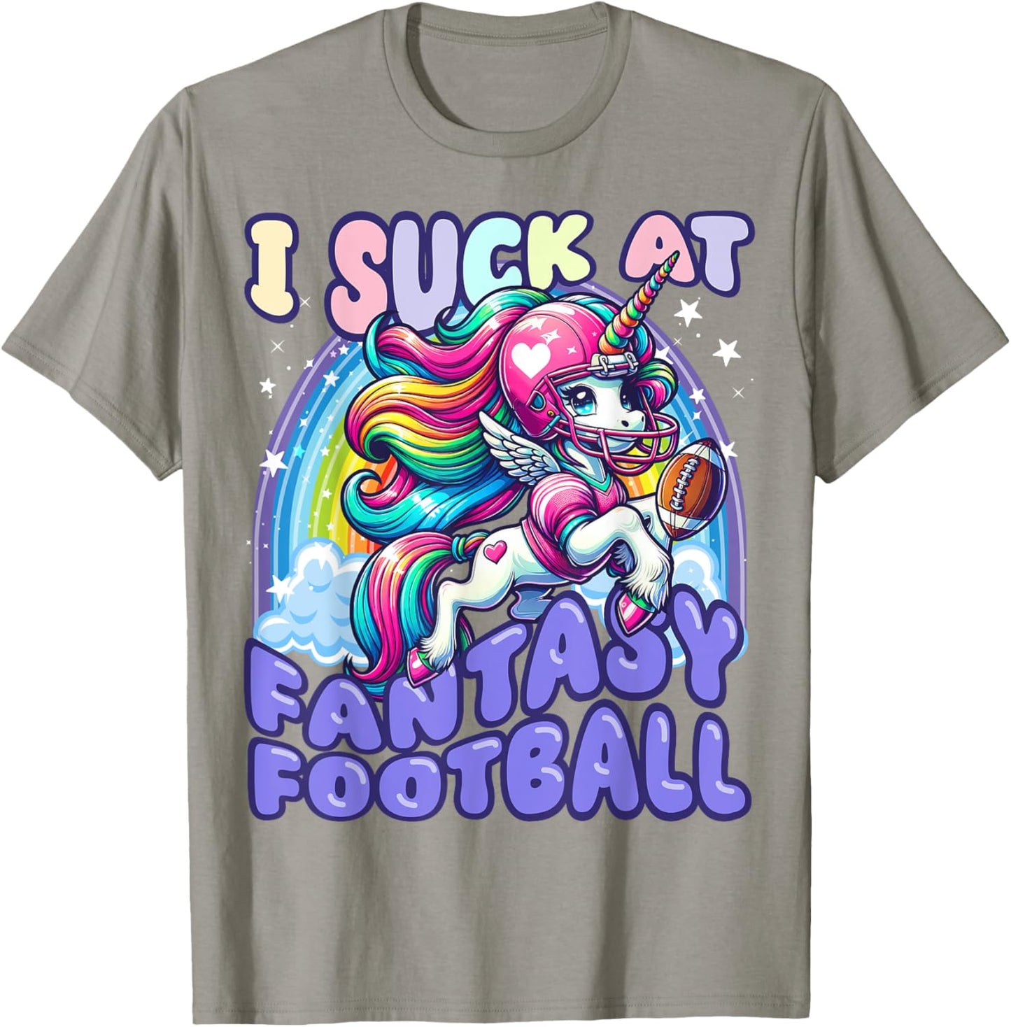 I Suck at Fantasy Football Unicorn Rainbow Loser Men T-Shirt - T-Shirt | Sand