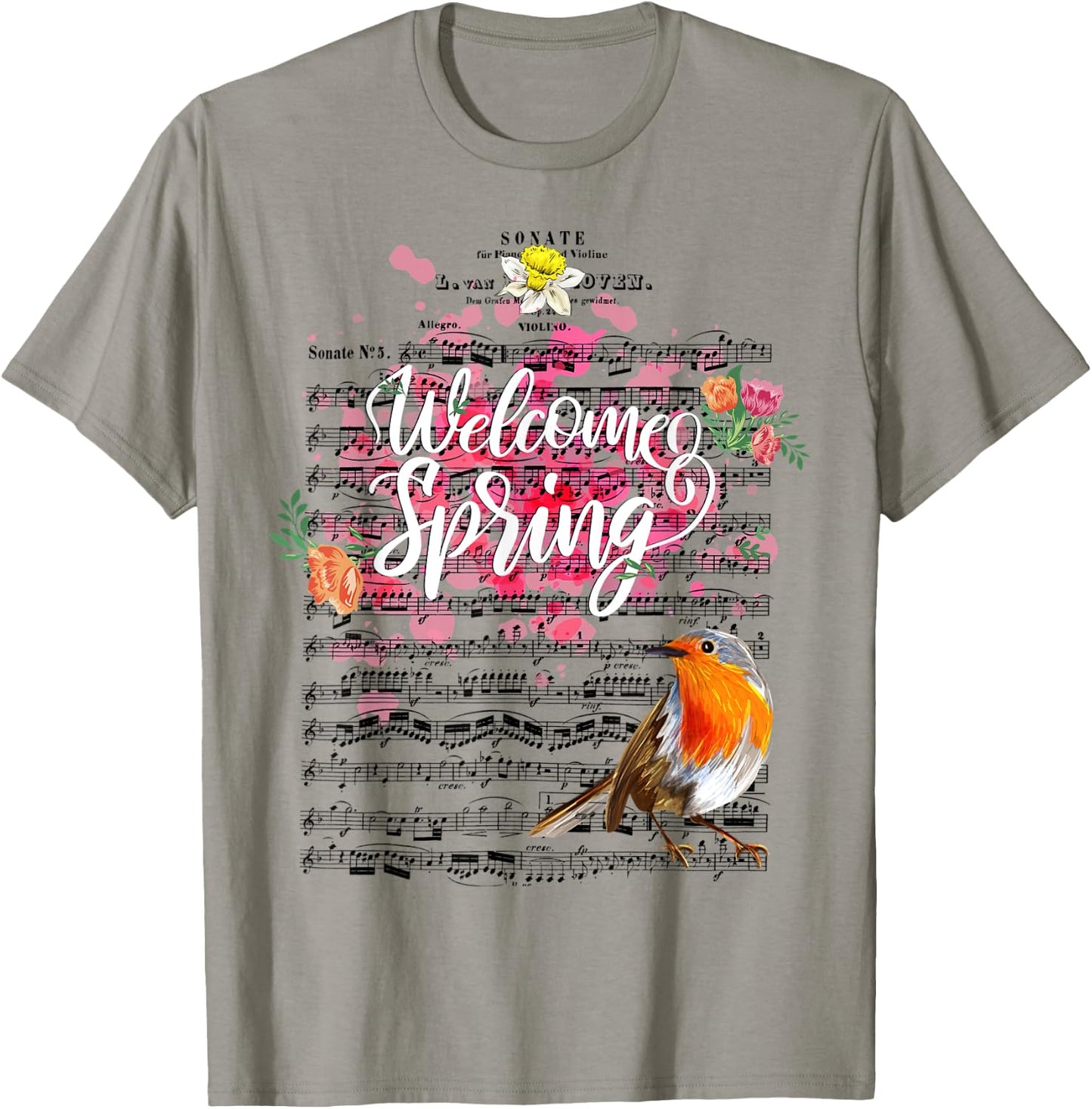 Welcome Spring Sonata for Violin Piano music Beethoven T-Shirt - T-Shirt | Sand