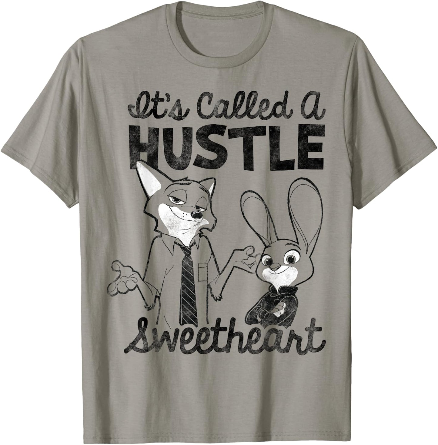 Disney Zootopia Nick & Judy It's Called A Hustle Sweetheart T-Shirt - T-Shirt | Sand