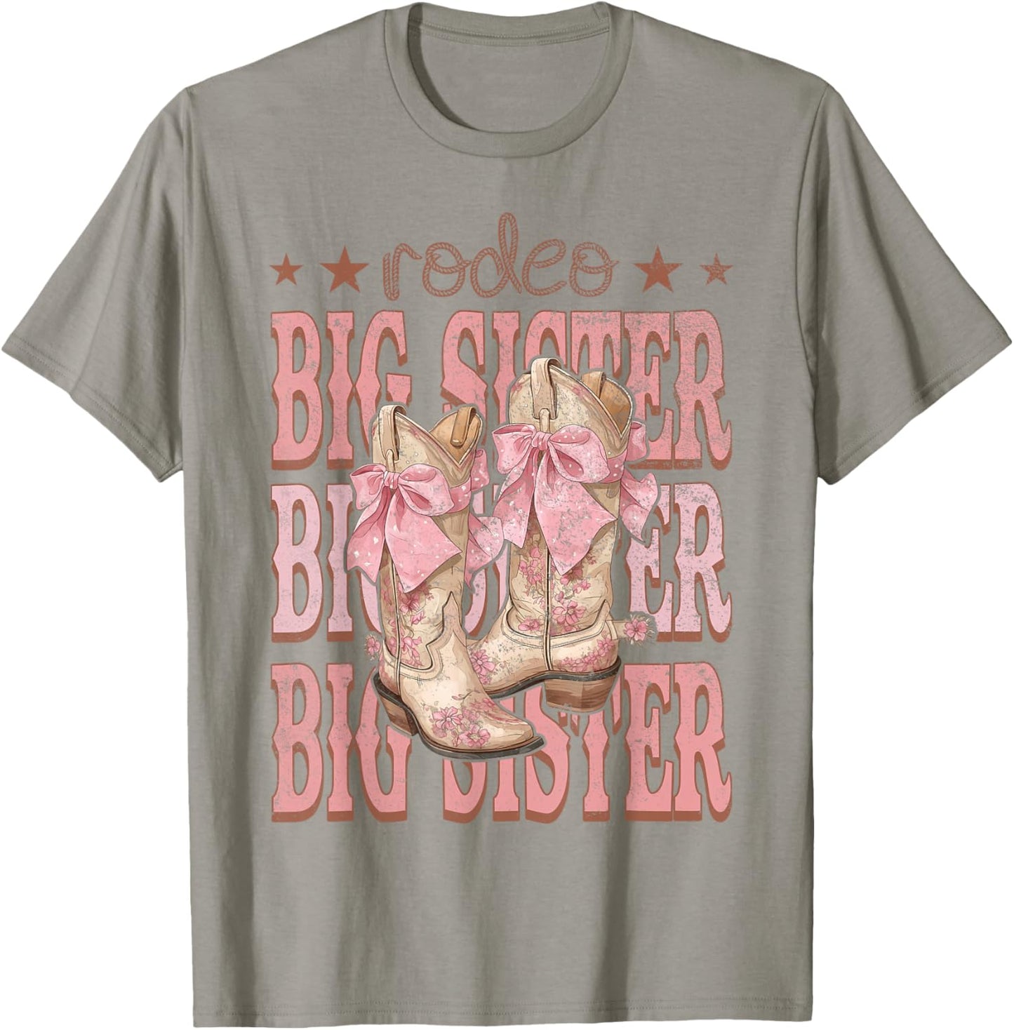 Rodeo Big Sister Pink Boots Coquette Cow-Girl Birthday Party T-Shirt - T-Shirt | Sand