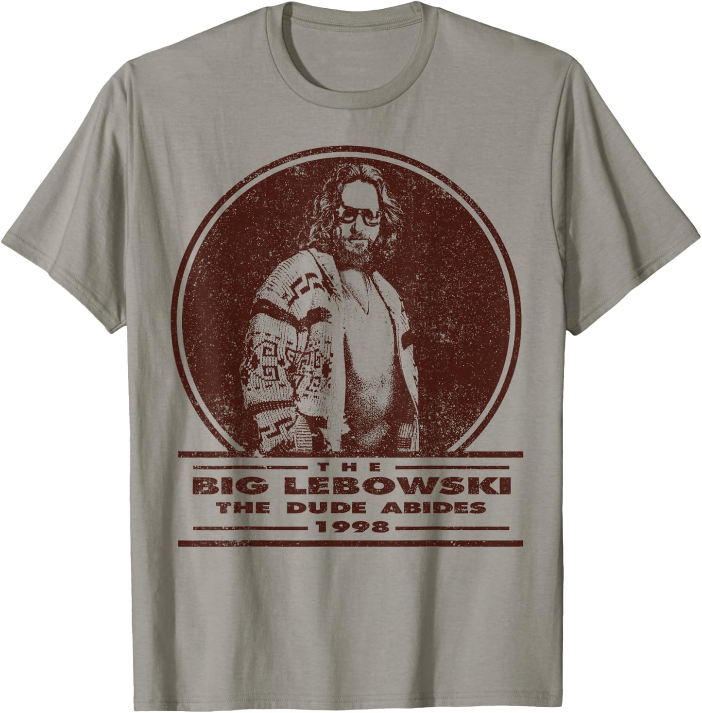 The Big Lebowski Distressed Dude Abides Stamp T-Shirt - T-Shirt | Sand