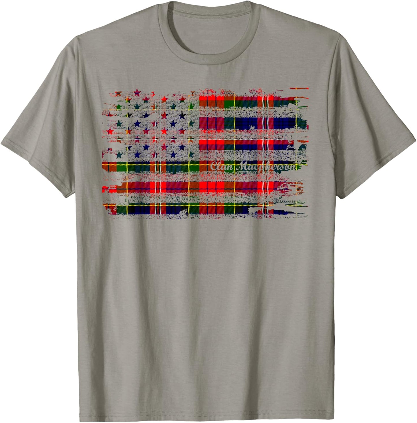 Macpherson surname American Flag Scottish Clan Tartan T-Shirt - T-Shirt | Sand