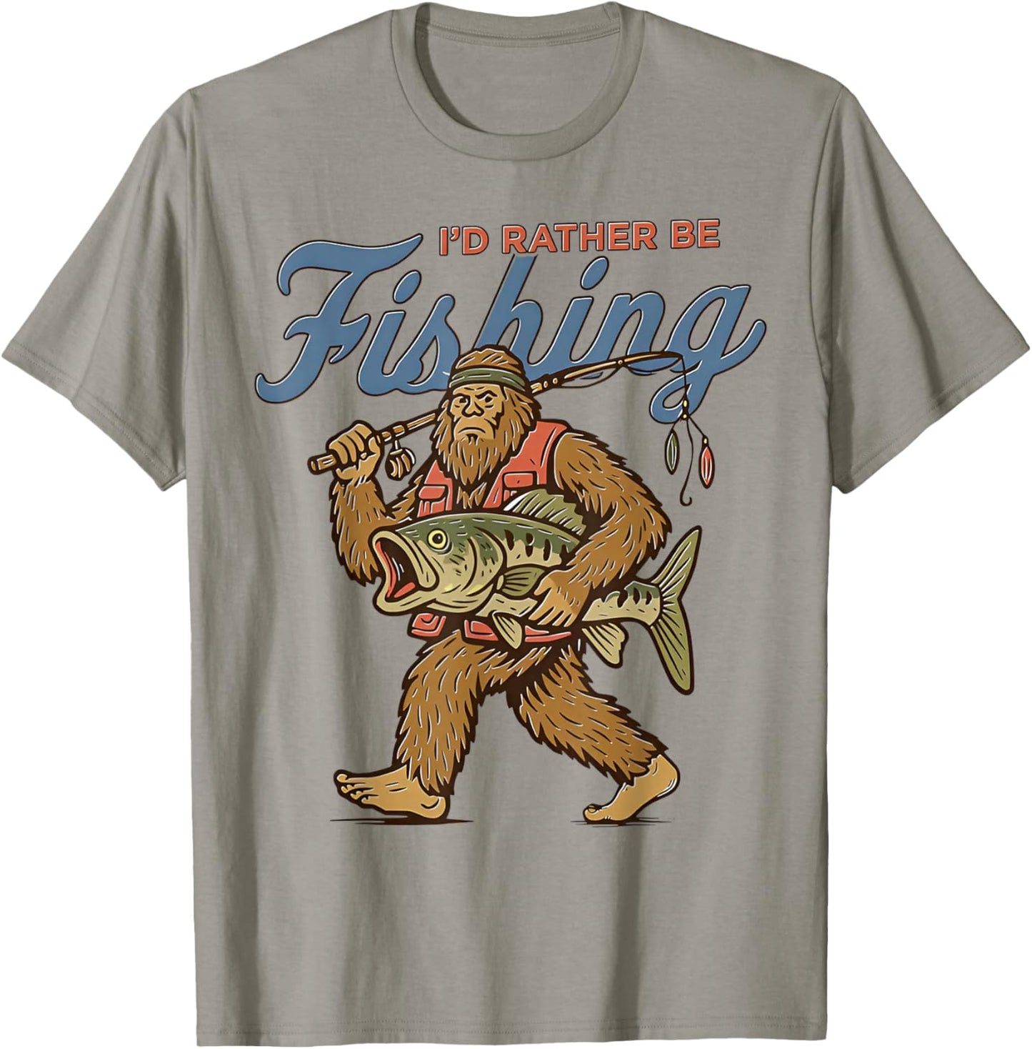 I'd Rather Be Fishing Bigfoot T-Shirt - T-Shirt | Sand