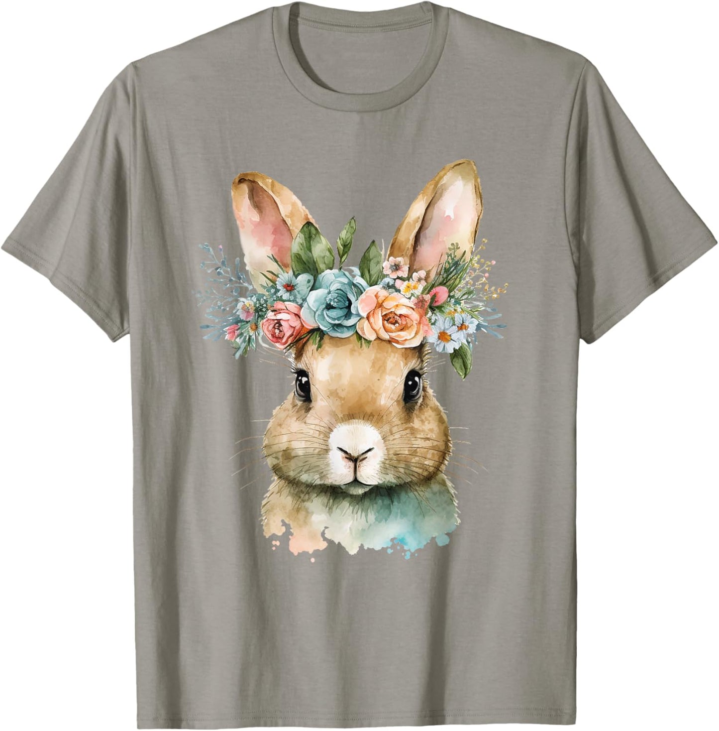 Easter Bunny Floral Flower Crown For Girls Women Spring T-Shirt - T-Shirt | Sand