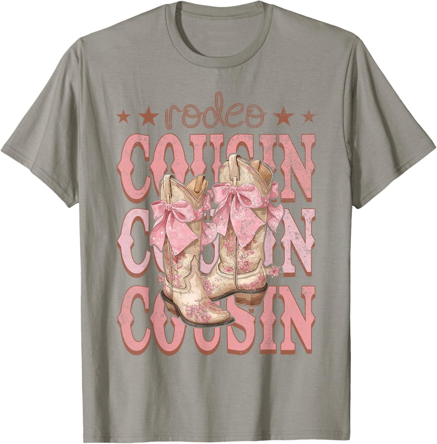 Rodeo Cousin Pink Boots Coquette Cow-Girl Birthday Party T-Shirt - T-Shirt | Sand
