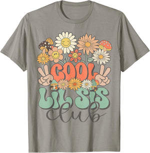 Matching Family Cool Lil Sis Club Groovy Retro Little Sister T-Shirt - T-Shirt | Sand