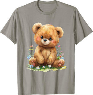 Baby Bear with Flowers Cute Lil Bears Snugglebear Daughter T-Shirt - T-Shirt | Sand