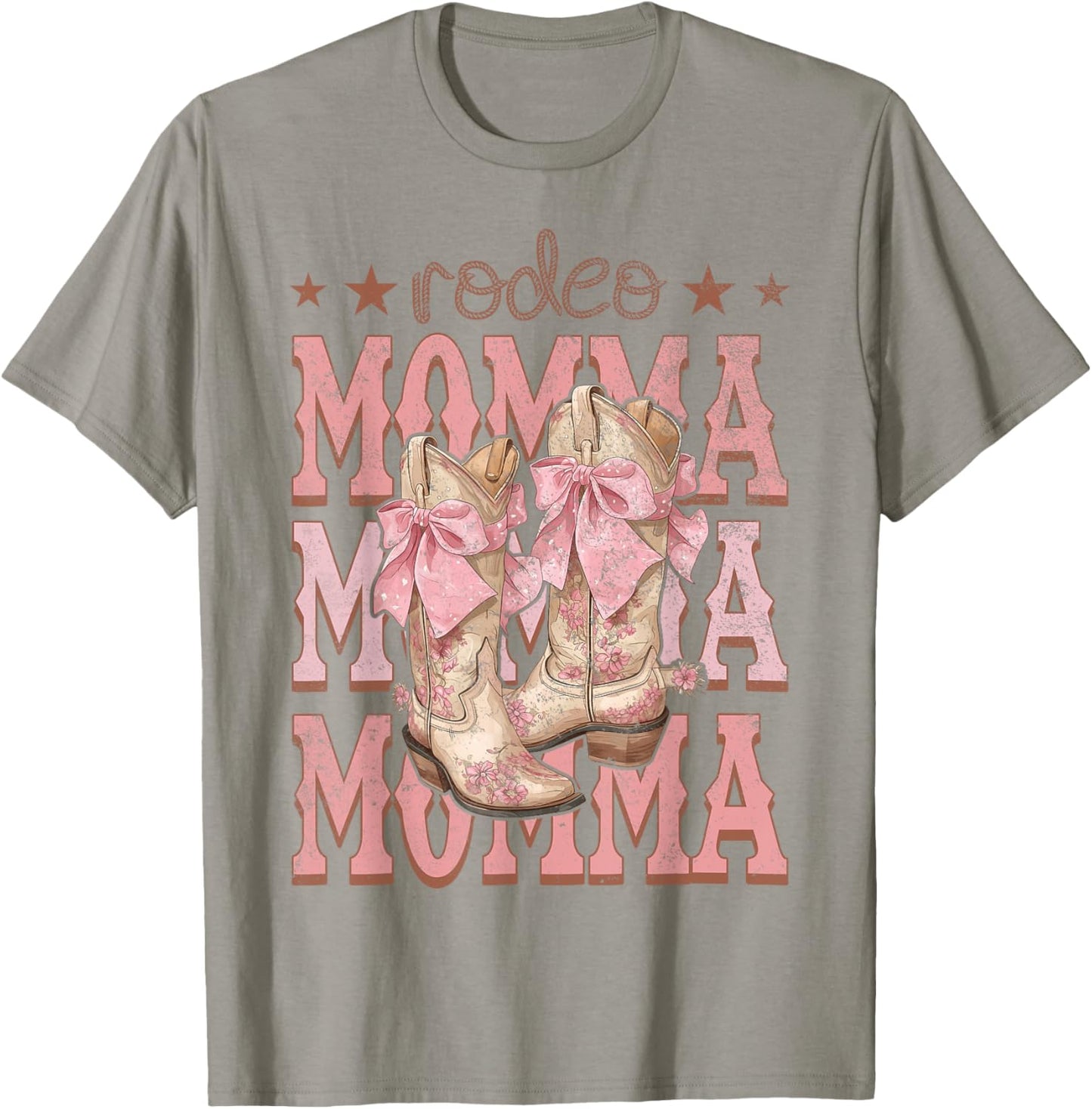 Rodeo Momma Pink Boots Coquette Cow-Girl Birthday Party T-Shirt - T-Shirt | Sand