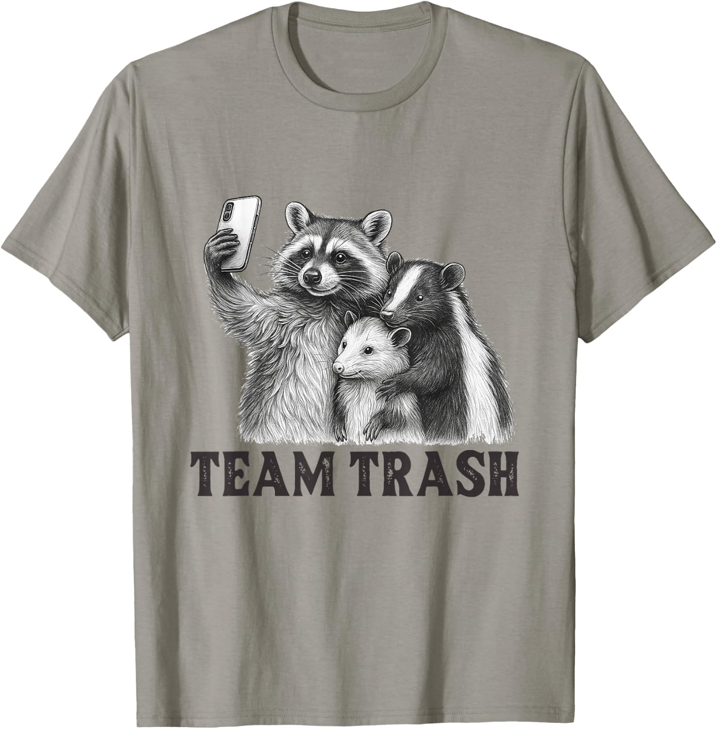 Team Trash Raccoon Opossum Skunk Sunglasses Feral Cats T-Shirt - T-Shirt | Sand