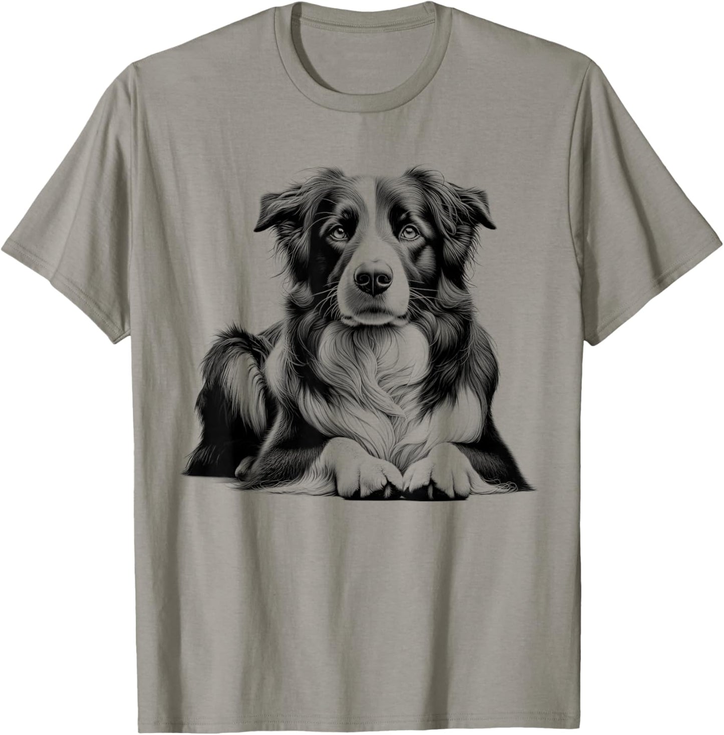 Cute Border Collie in Lying Pose T-Shirt - T-Shirt | Sand