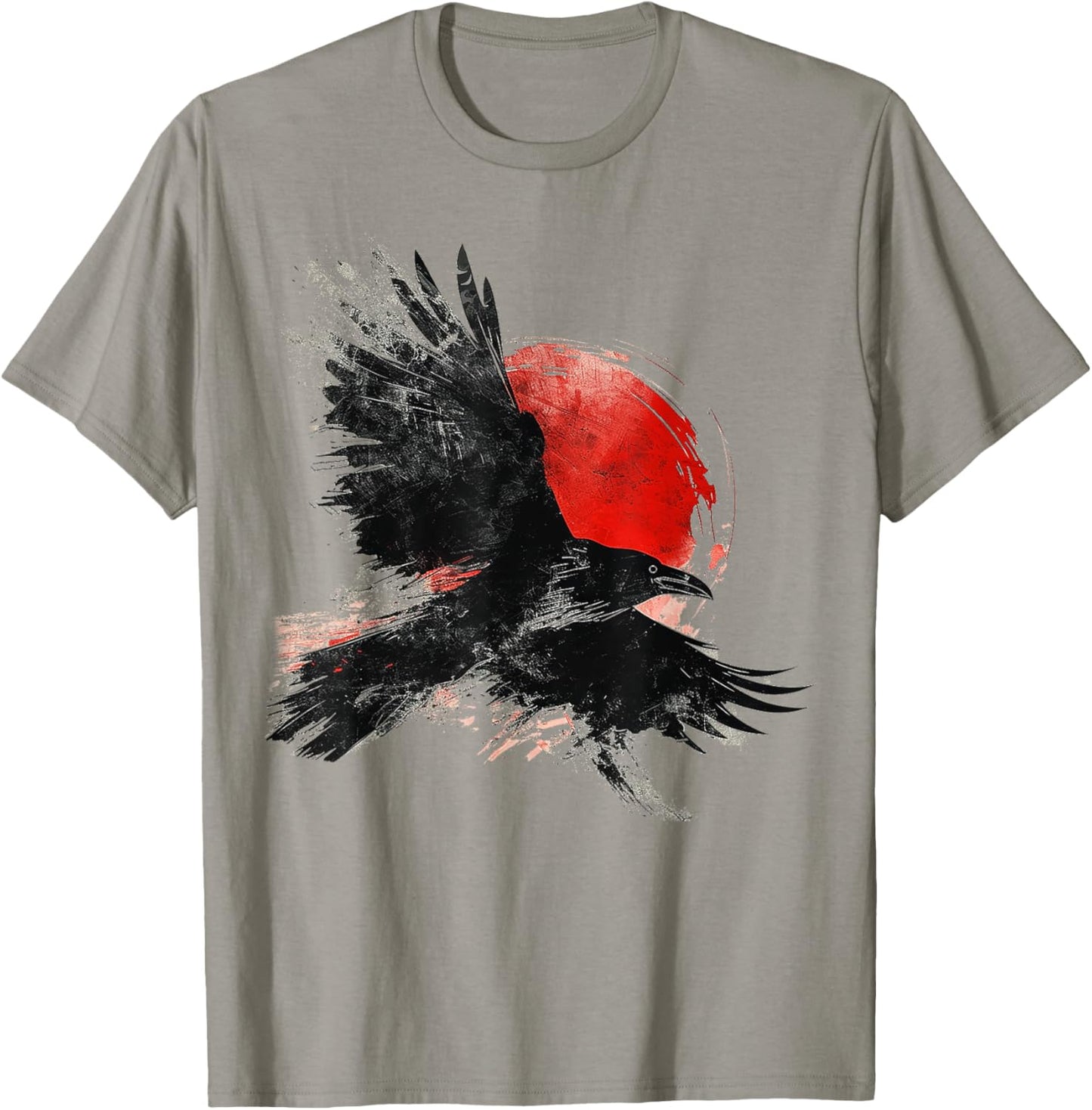 Raven Drawing Moon Painting Animal Motif Art Bird Crow T-Shirt - T-Shirt | Sand