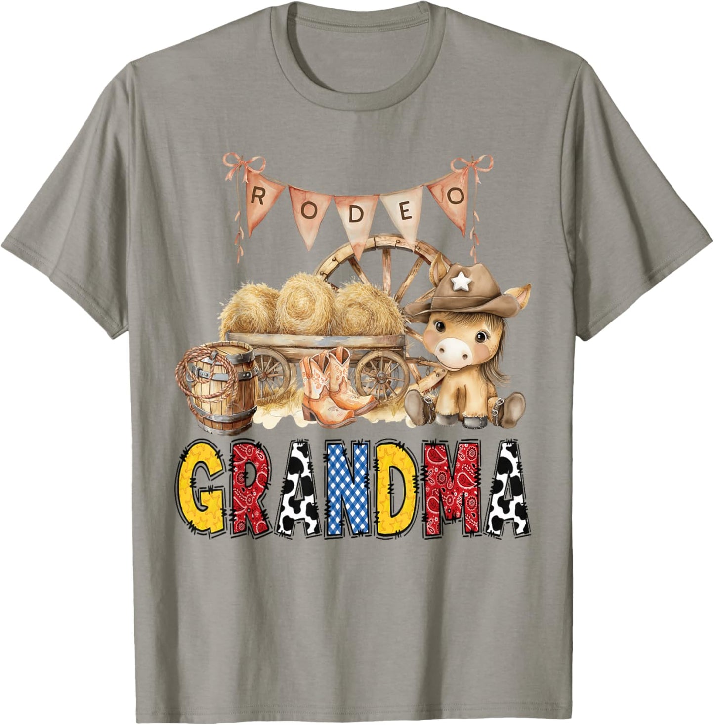 Rodeo Grandma Western Cowboy Birthday Matching Family T-Shirt - T-Shirt | Sand