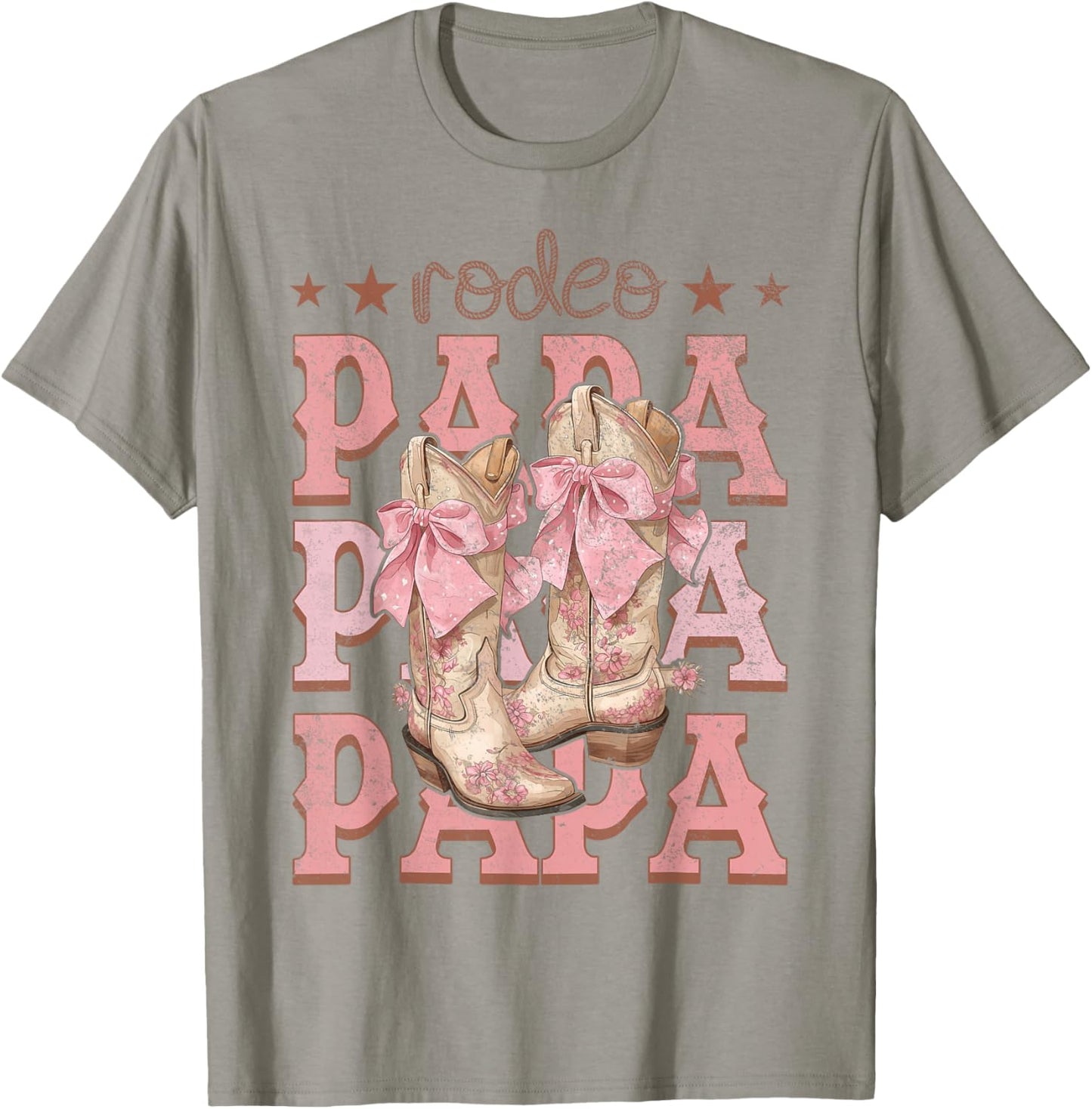 Rodeo Papa Pink Boots Coquette Cow-Girl Birthday Party T-Shirt - T-Shirt | Sand