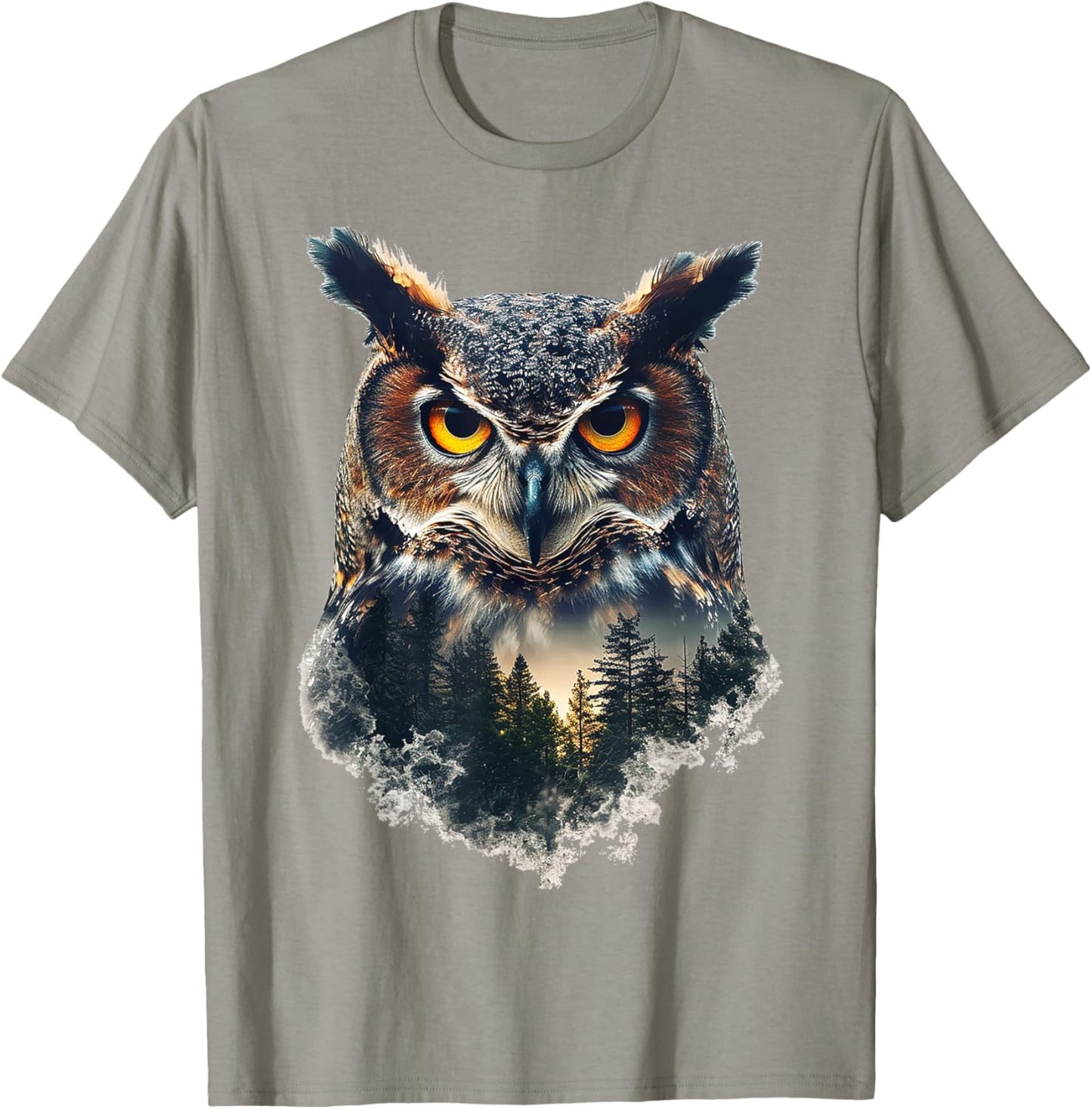 Owl Nature Tree Painting Graphic Animal Art Bird Owl T-Shirt - T-Shirt | Sand