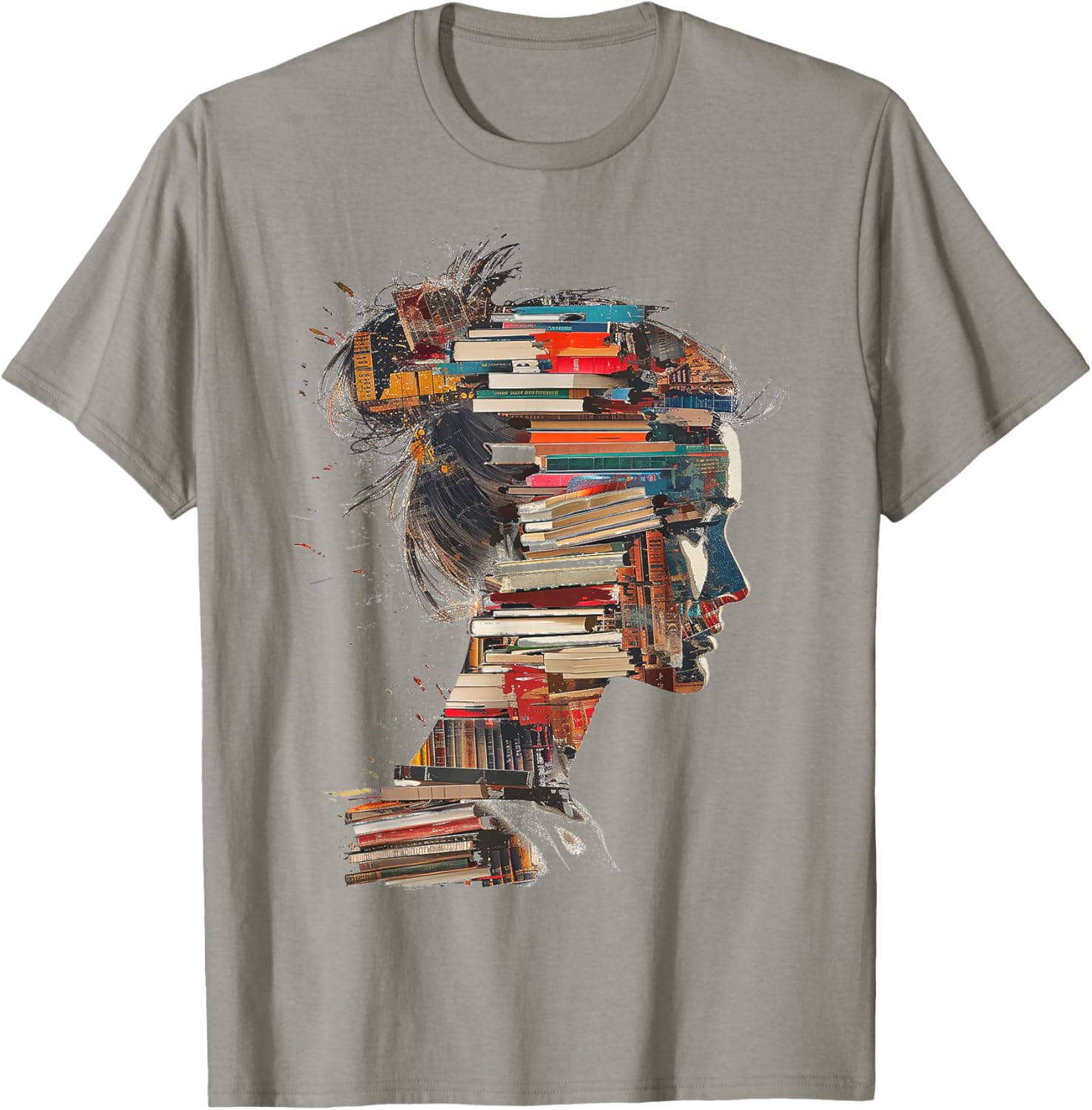 Books Lover Women Art Colorful Drawing Graphic Books T-Shirt - T-Shirt | Sand