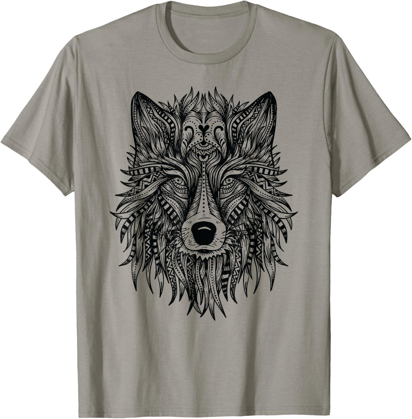 Beautiful Wolf Head Tribal Mandala Tattoo Art T-Shirt - T-Shirt | Sand