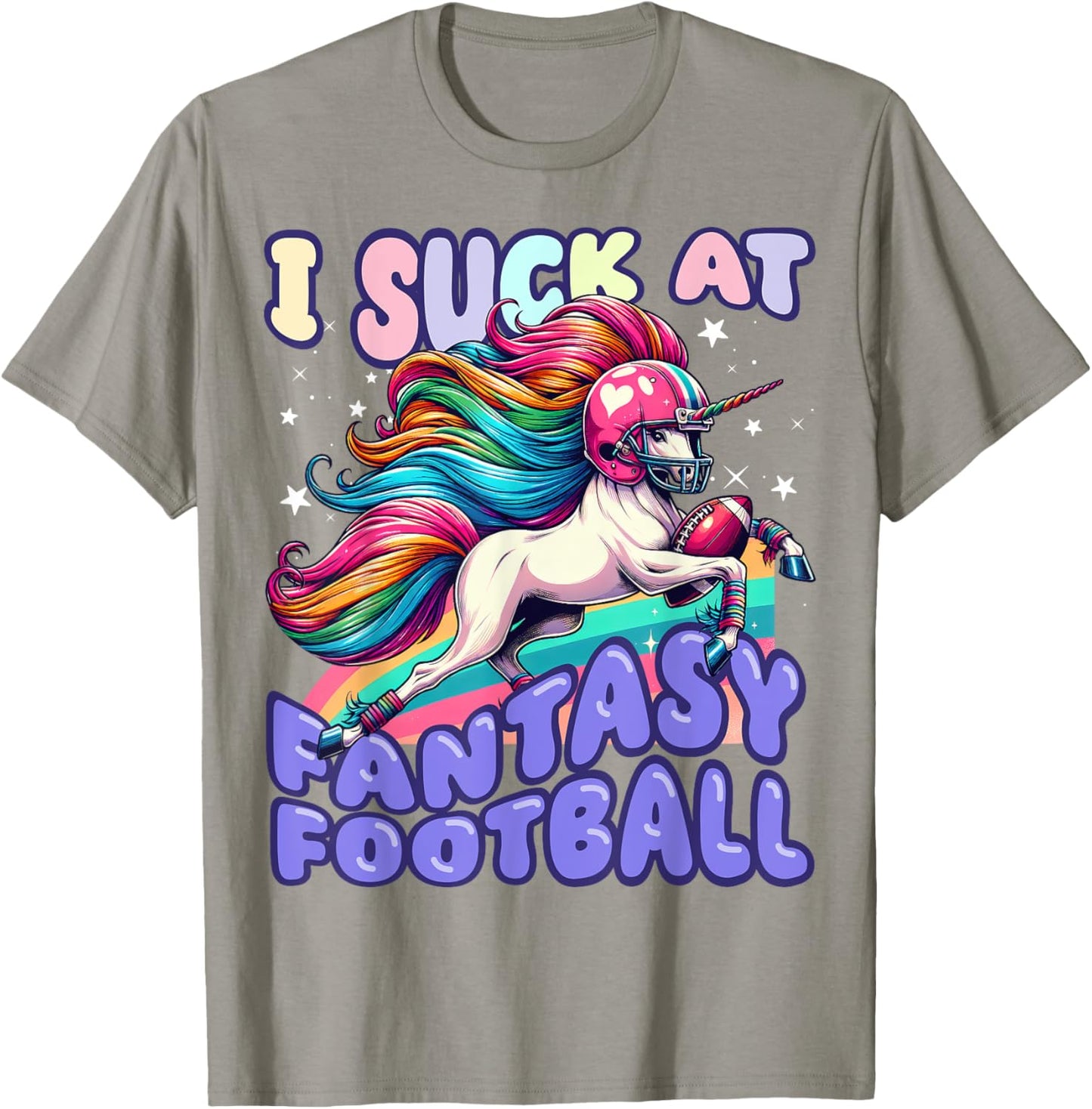 I Suck at Fantasy Football Unicorn Rainbow Loser Men T-Shirt - T-Shirt | Sand