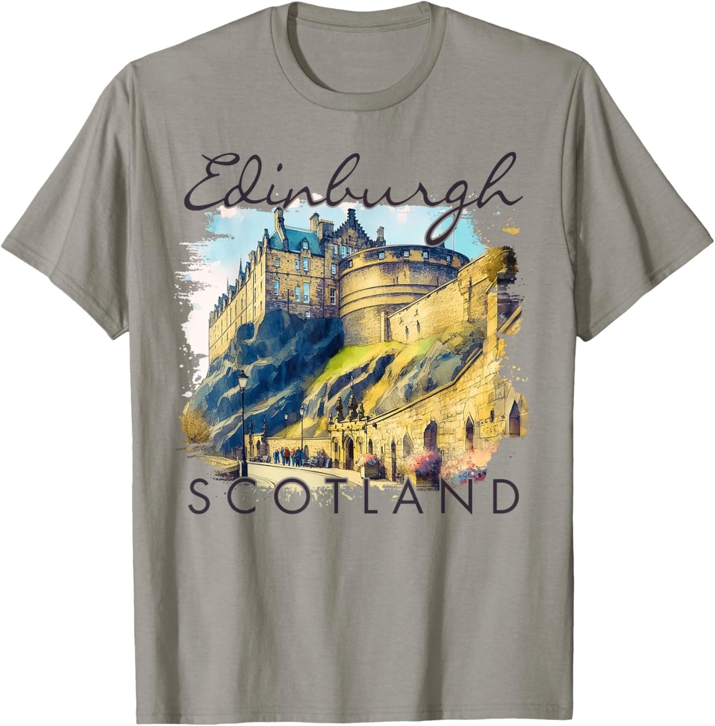Edinburgh Scotland Travel Trip Edinburgh Castle Traveling T-Shirt - T-Shirt | Sand