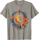 Mystical Sun and Moon with Woman Mystical Flowers Aesthetic T-Shirt - T-Shirt | Sand