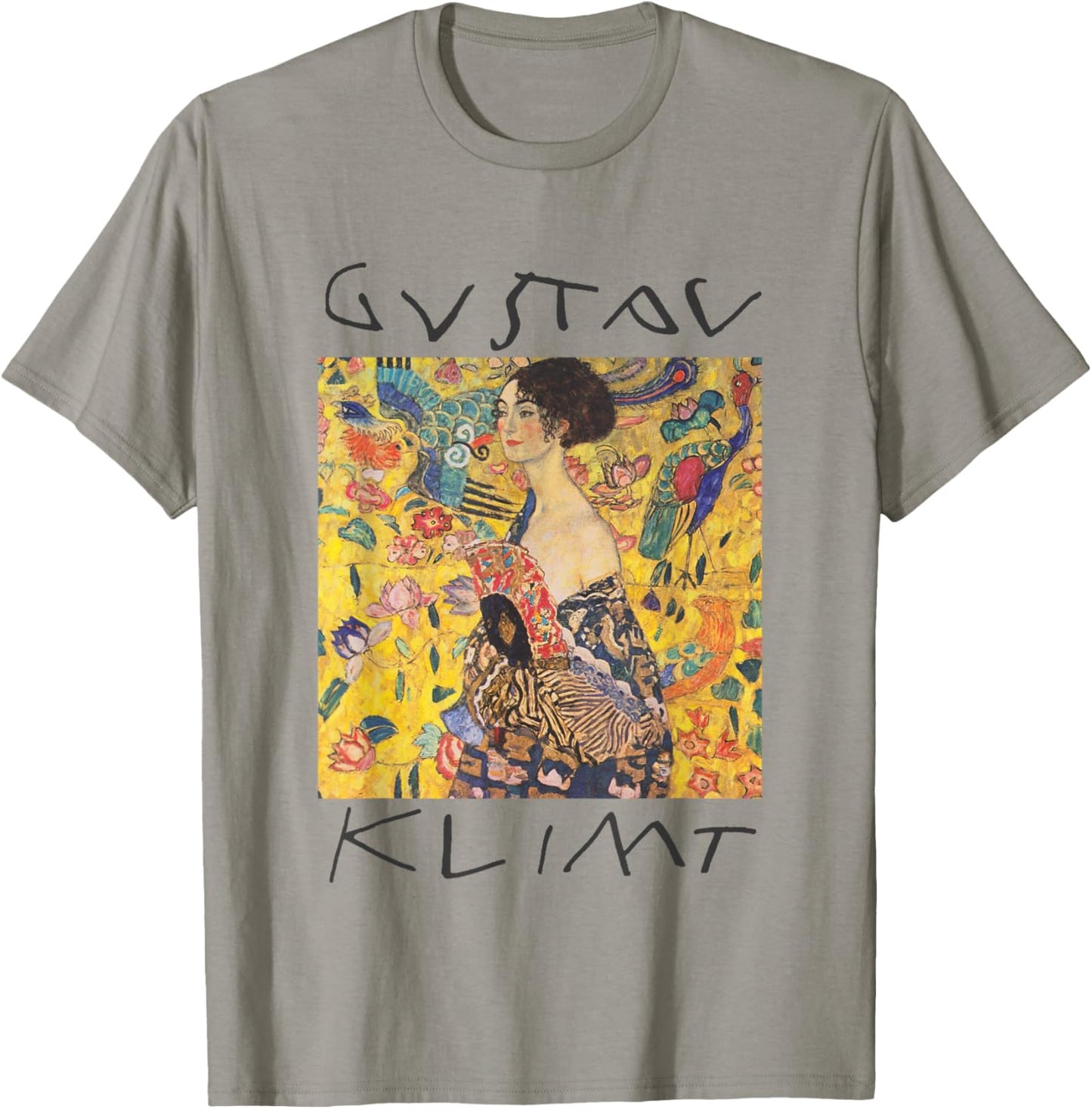 Gustav Klimt Lady With A Fan Vintage Painting T-Shirt - T-Shirt | Sand