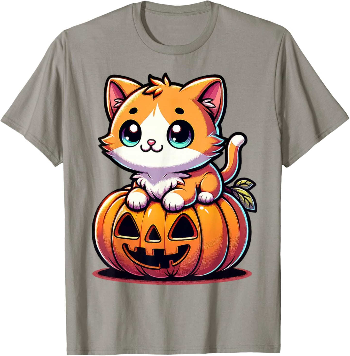 Halloween Cat Funny Fall Pumpkin Cat Lover Cute T-Shirt - T-Shirt | Sand