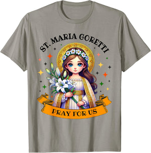 St Maria Goretti Lily Saints Catholic Saint for Kids girls T-Shirt - T-Shirt | Sand