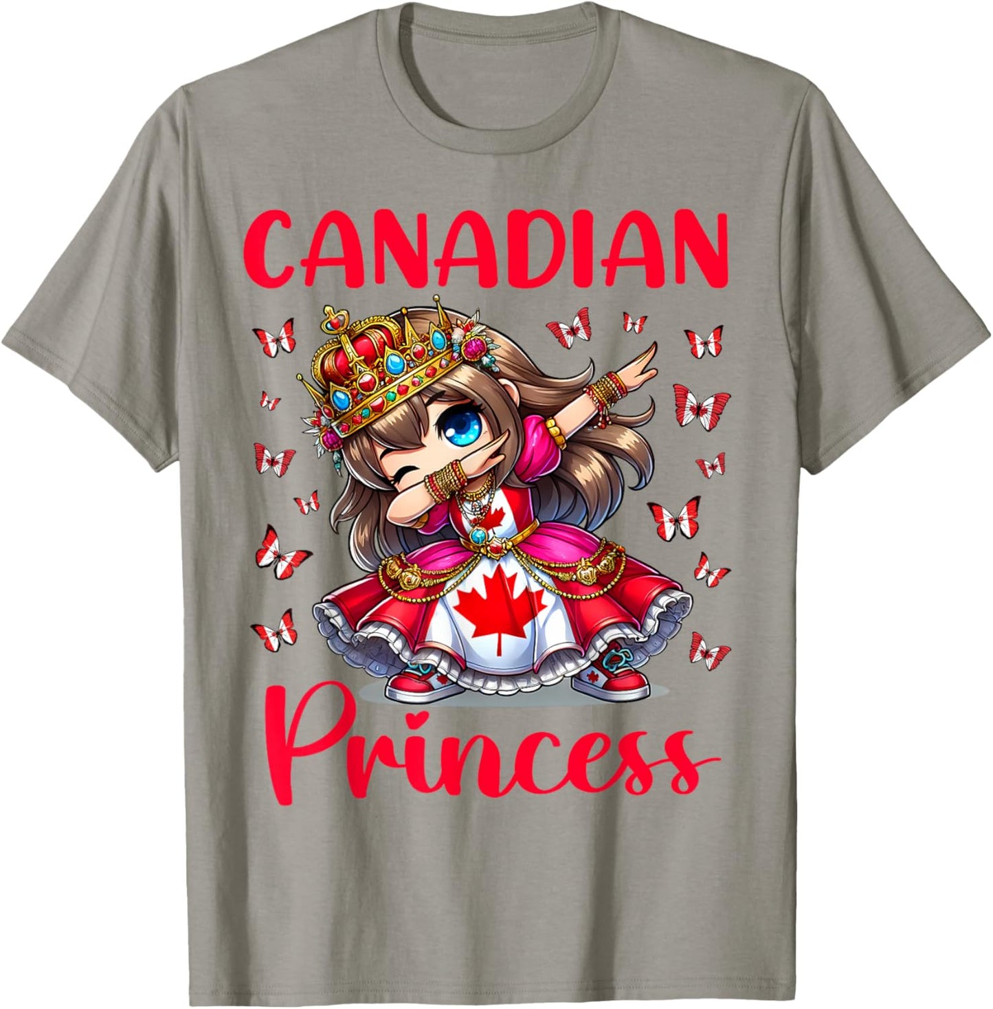 Canadian Princess Dab Girl Maple Leaf Pride for Kids Girls T-Shirt - T-Shirt | Sand