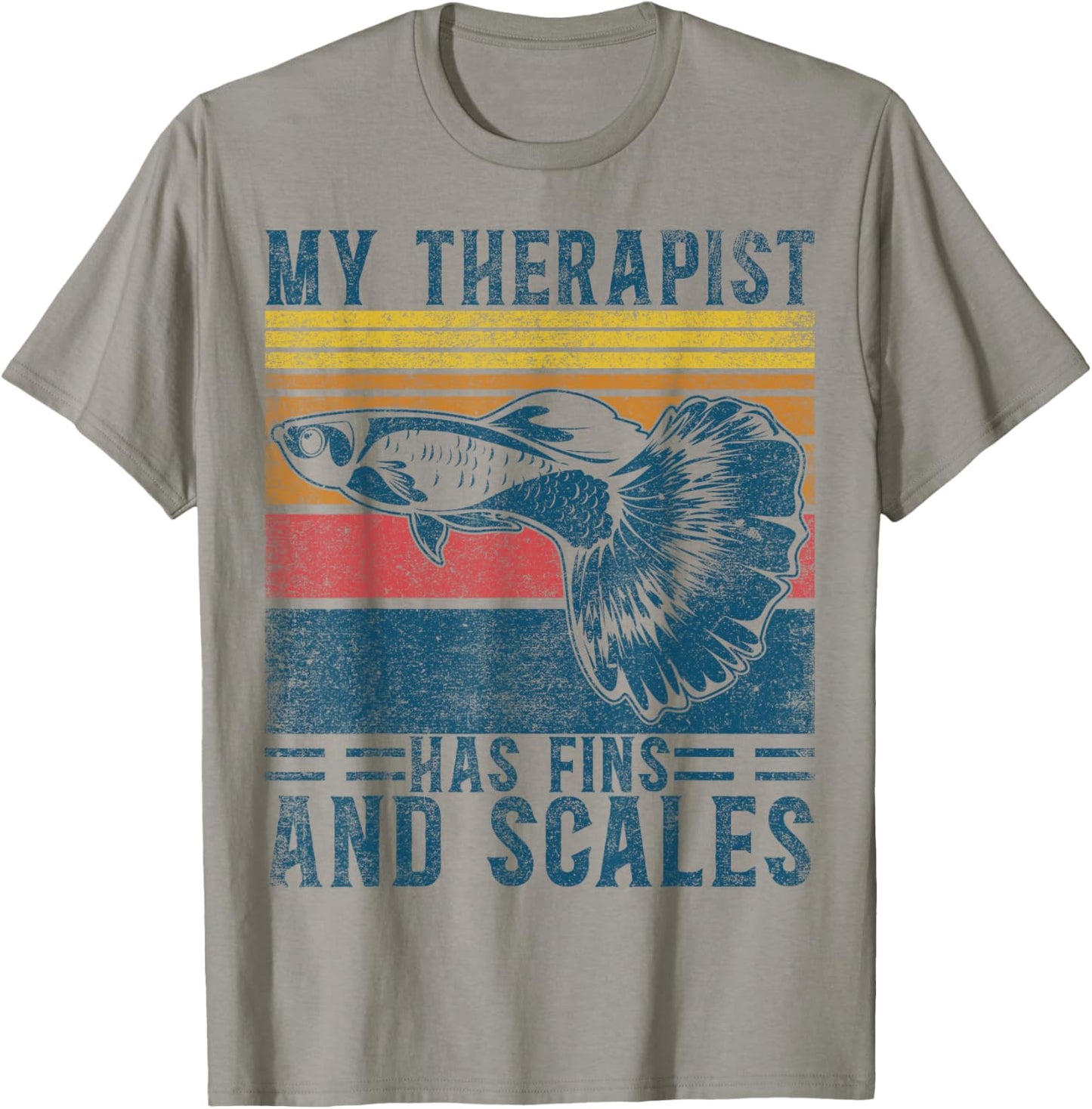 Koi Guppy Fish My Therapist Has Fins & Scales Endlers Guppy T-Shirt - T-Shirt | Sand