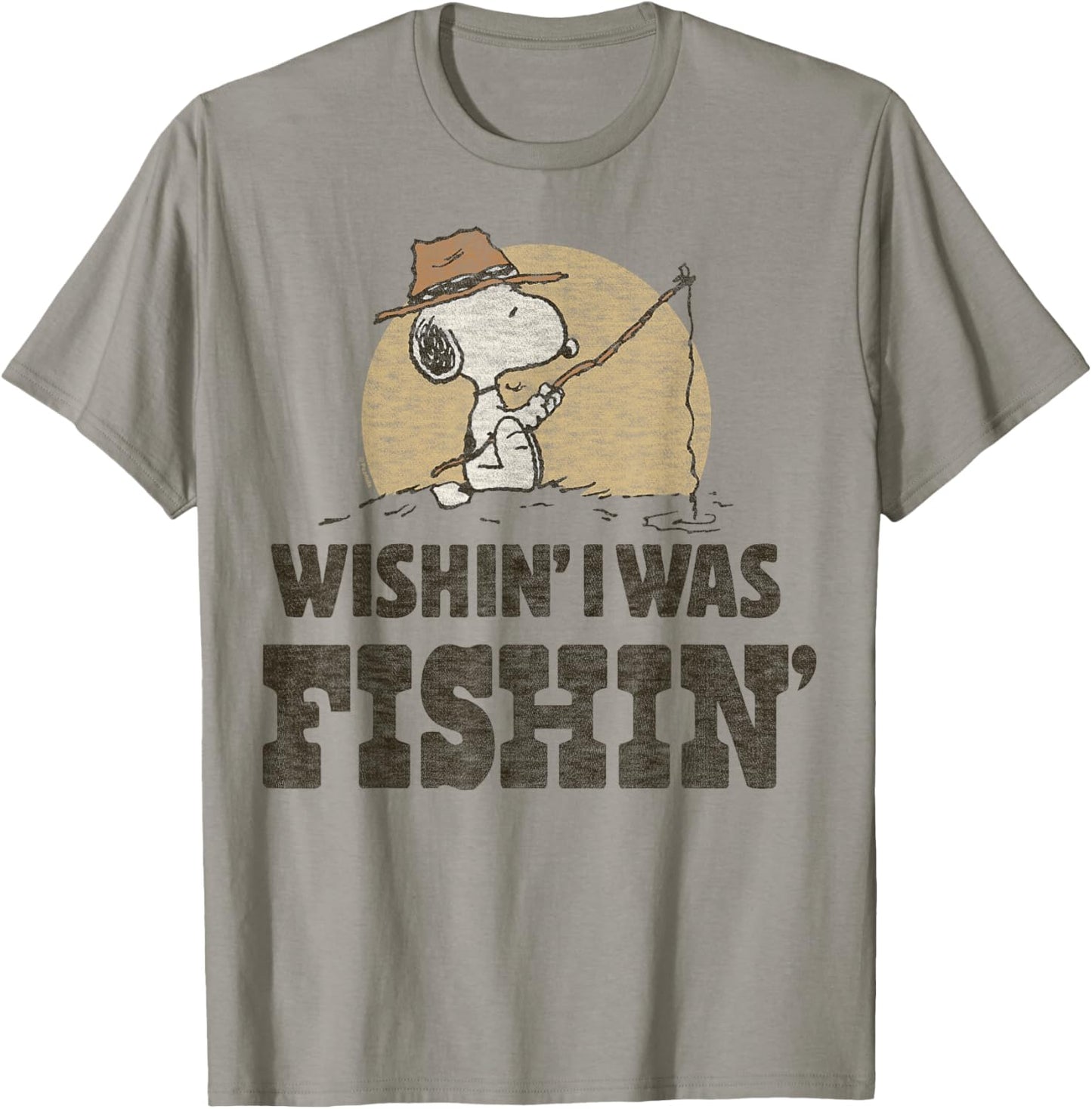 Peanuts Snoopy Wishin' I Was Fishin' T-Shirt - T-Shirt | Sand