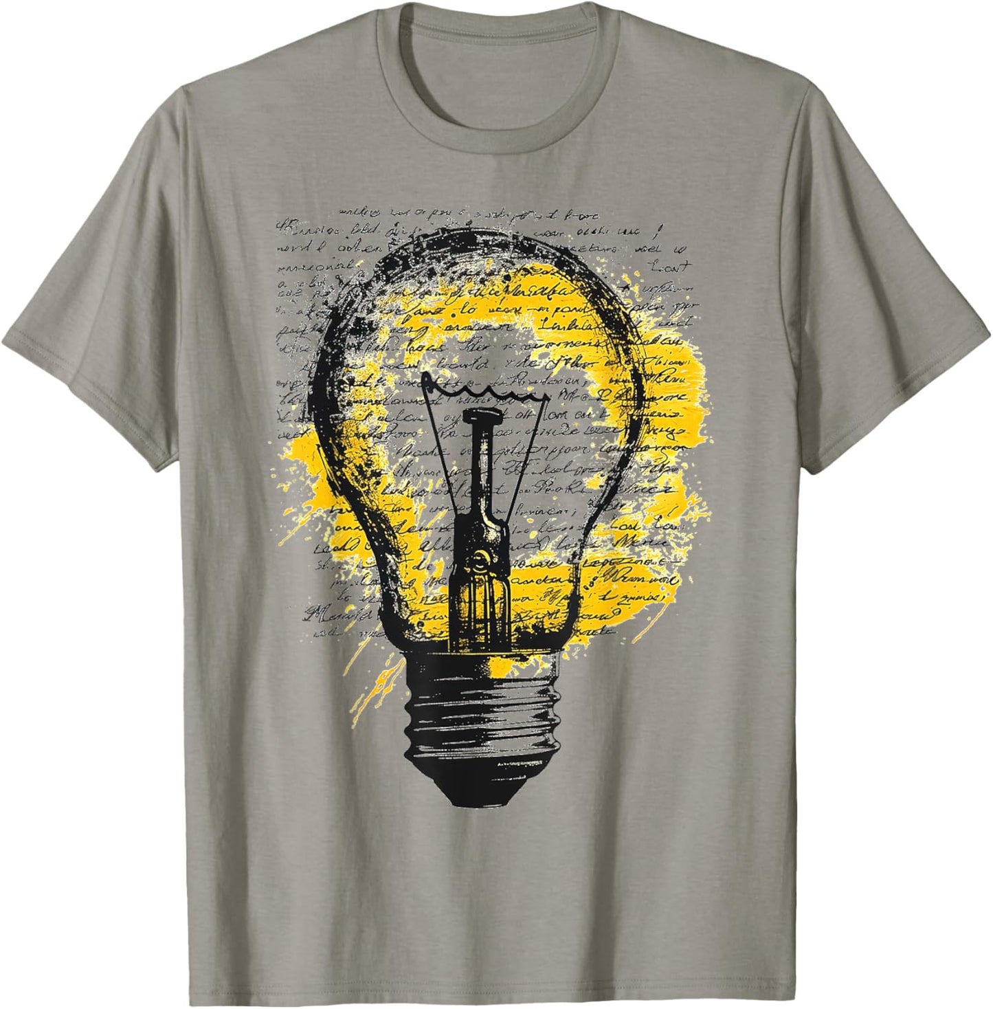 Light Bulb Text Painting Abstract Art Drawing Graphic T-Shirt - T-Shirt | Sand
