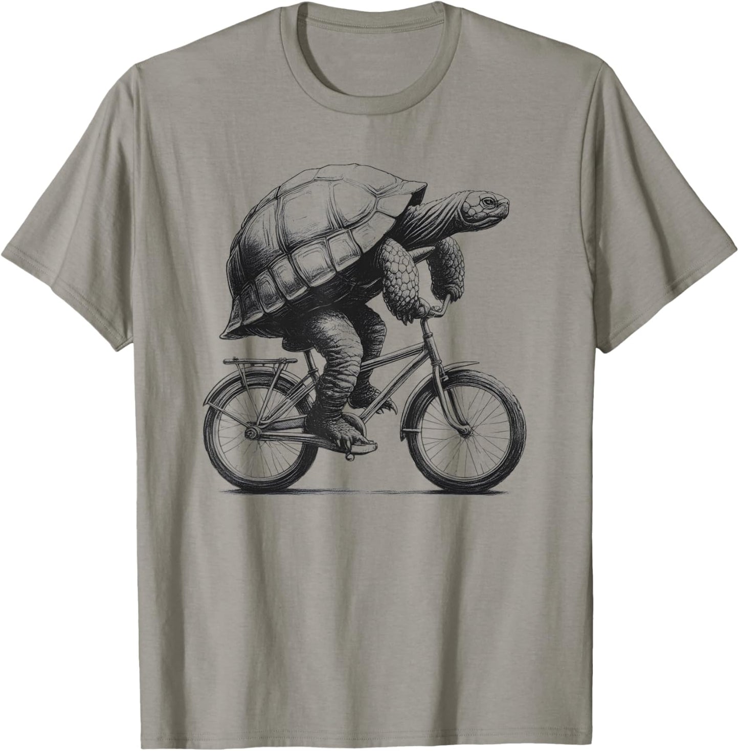 Turtle Riding Bike Biker Cycling Bicycle Vintage Retro T-Shirt - T-Shirt | Sand